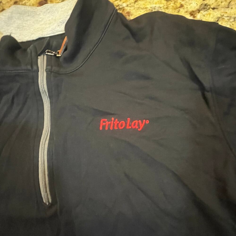 Frito Lay Quarter Zip Pullover Men’s L Black Corporate Logo Casual Workwear - Picture 2 of 4